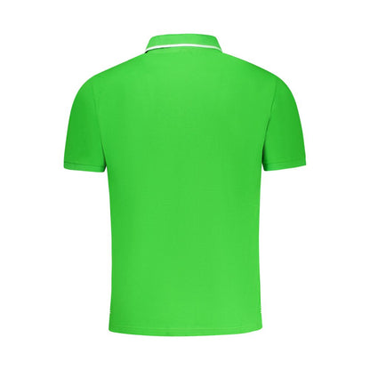 Back view of North Sails Green Cotton Men Polo Shirt with short sleeves and contrasting details.