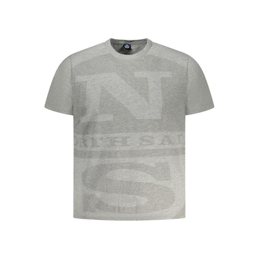 North Sails Brown Cotton Men T-Shirt with crew neck and logo print, showcasing classic style and elegance.