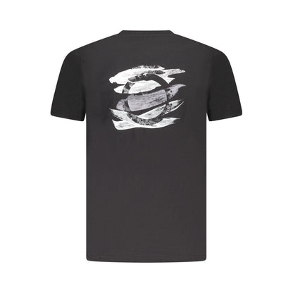Trussardi Black Cotton Men T-Shirt with brush print and logo on back