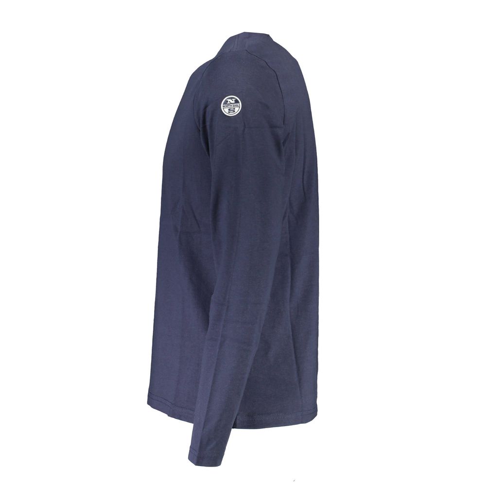 Side view of North Sails Blue Cotton Men T-Shirt long sleeve with logo on sleeve.