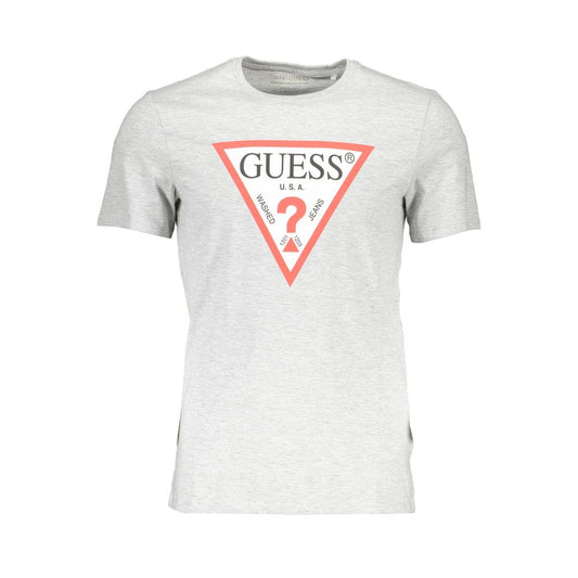 Guess Jeans Brown Cotton Men T-Shirt with bold logo print, crew neck, slim fit, fashion statement, comfortable casual wear.