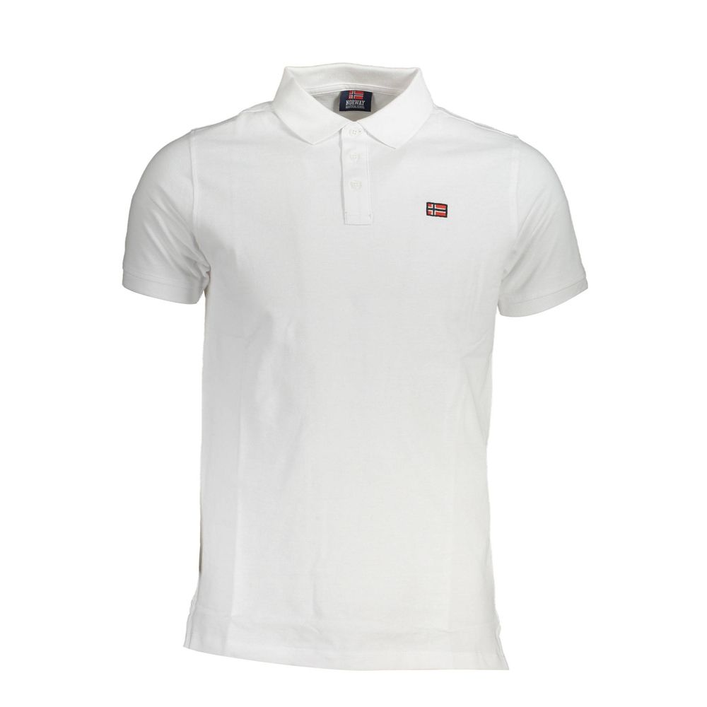 Norway 1963 White Cotton Men Polo Shirt featuring elegant logo, crafted from quality cotton for comfort and durability in a classic style.