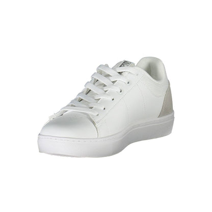 Napapijri White Leather Women Sneaker with striking details, ideal for style-savvy athletes seeking high-fashion sports footwear.