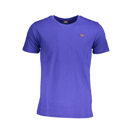 Norway 1963 Blue Cotton Men T-Shirt with short sleeves and crew neck, featuring logo, modern design, breathable fabric for comfort.