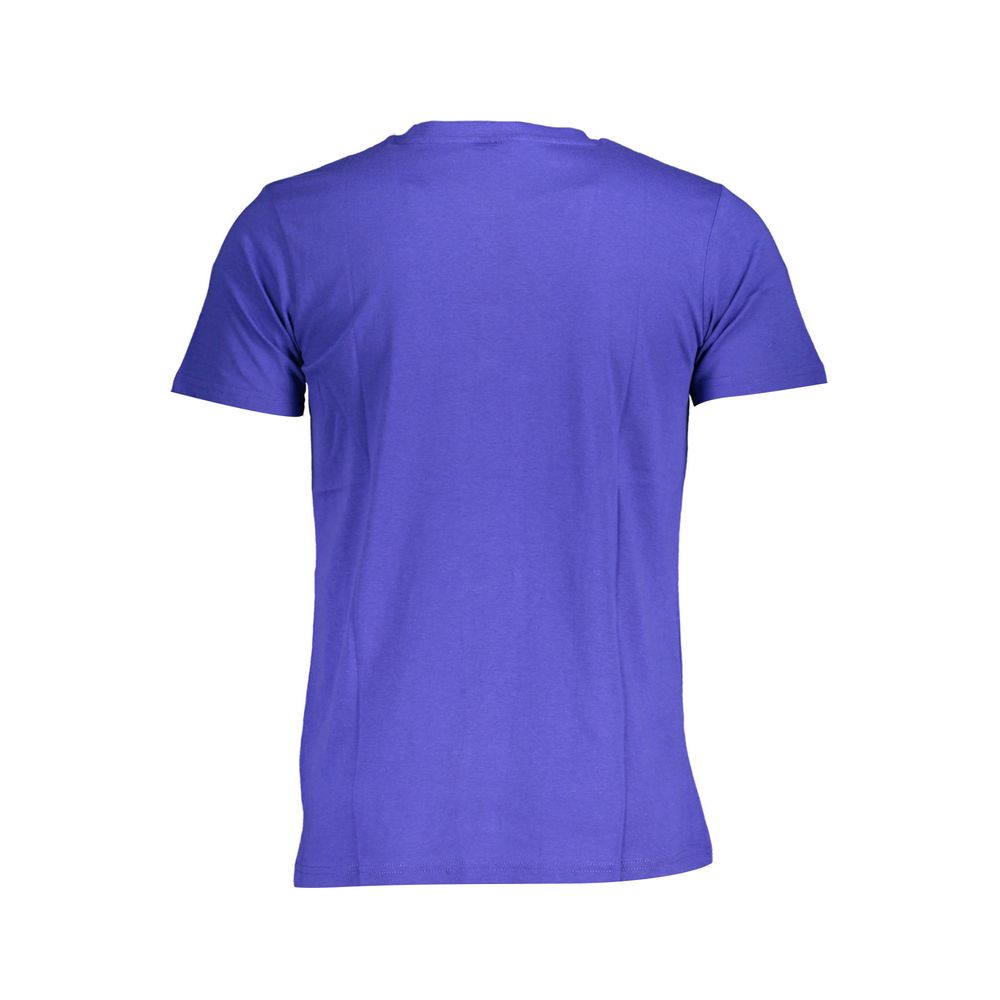 Back view of Norway 1963 Blue Cotton Men T-Shirt highlighting short sleeves and crew neck design.