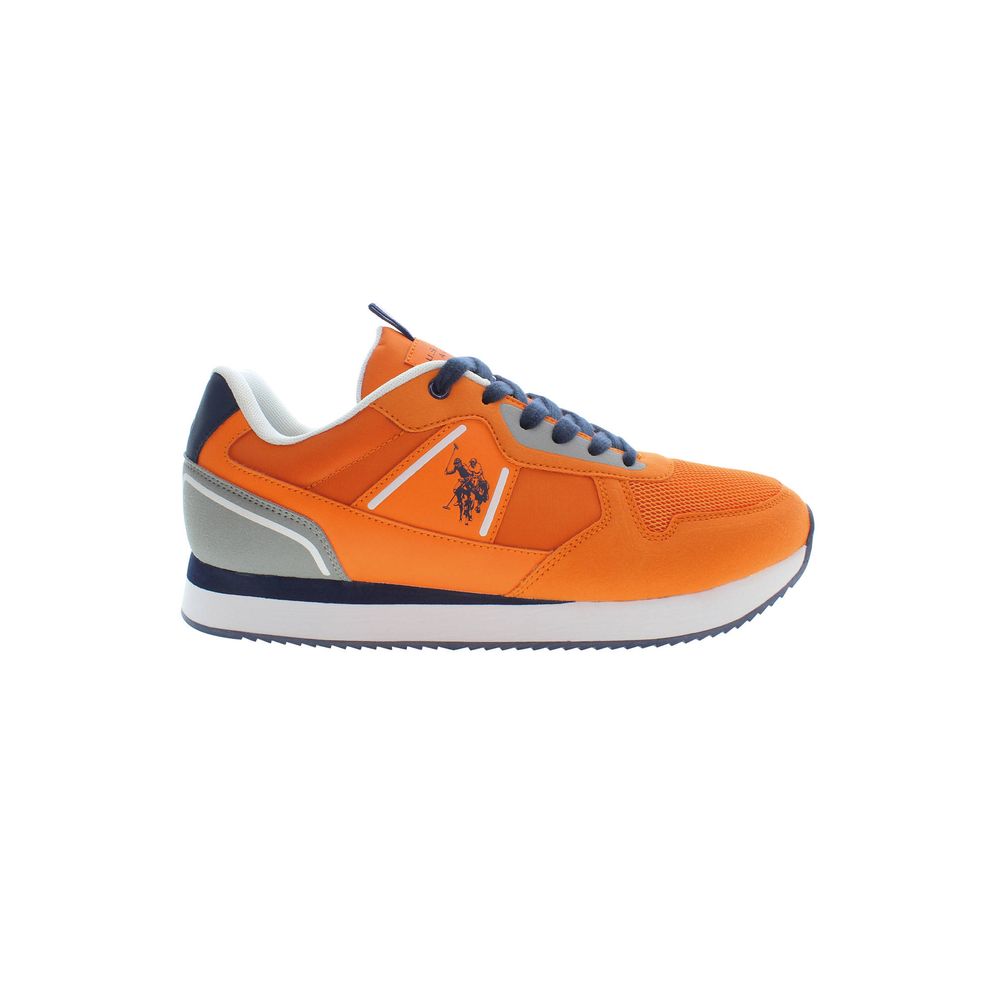 U.S. POLO ASSN. Orange Polyester Men Sneaker with vibrant design and iconic logo, perfect blend of comfort and style for sports enthusiasts.