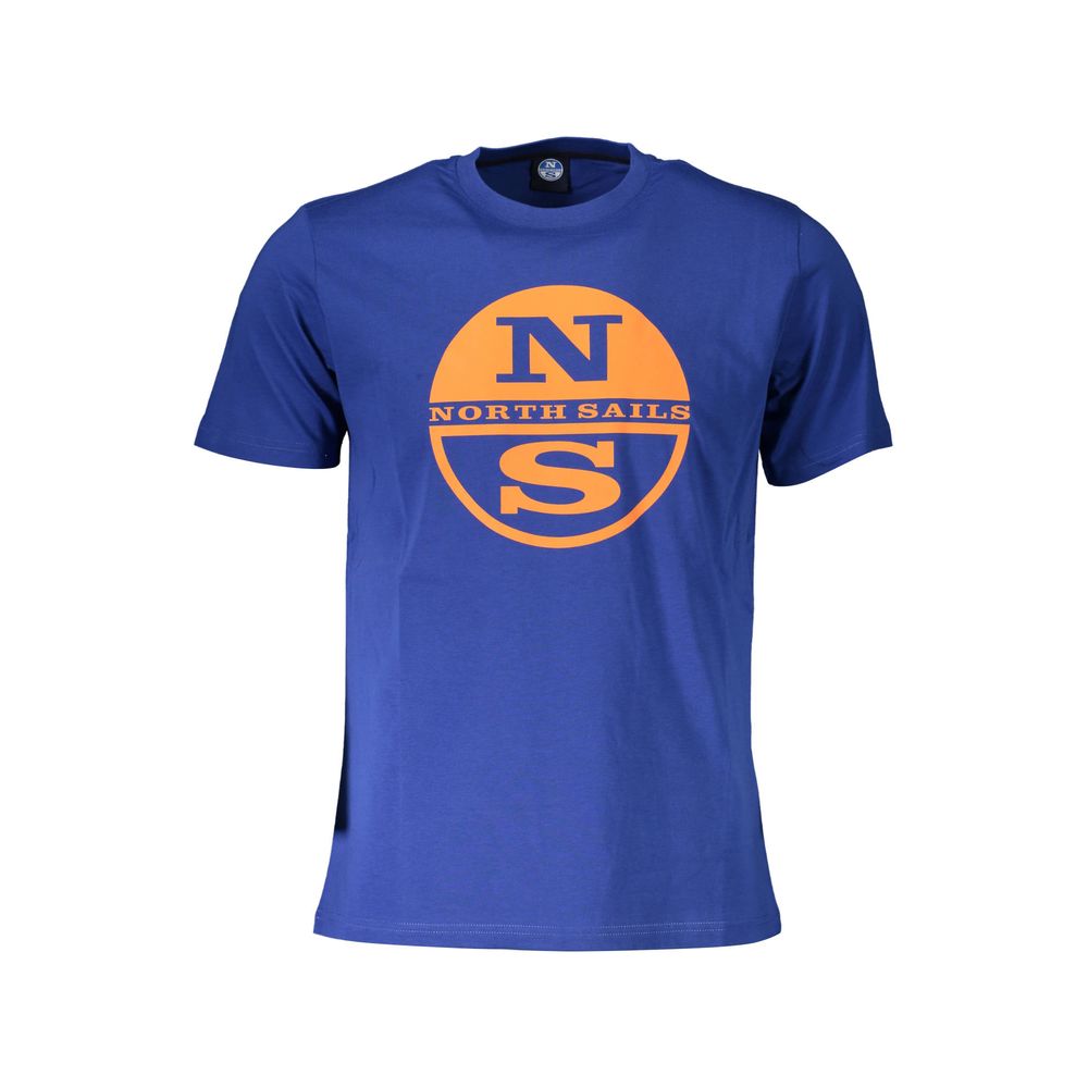 North Sails Blue Cotton Men T-Shirt with logo and short sleeves