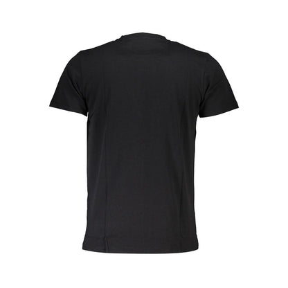 Back view of Cavalli Class Black Cotton Men T-Shirt showcasing premium fabric and design.