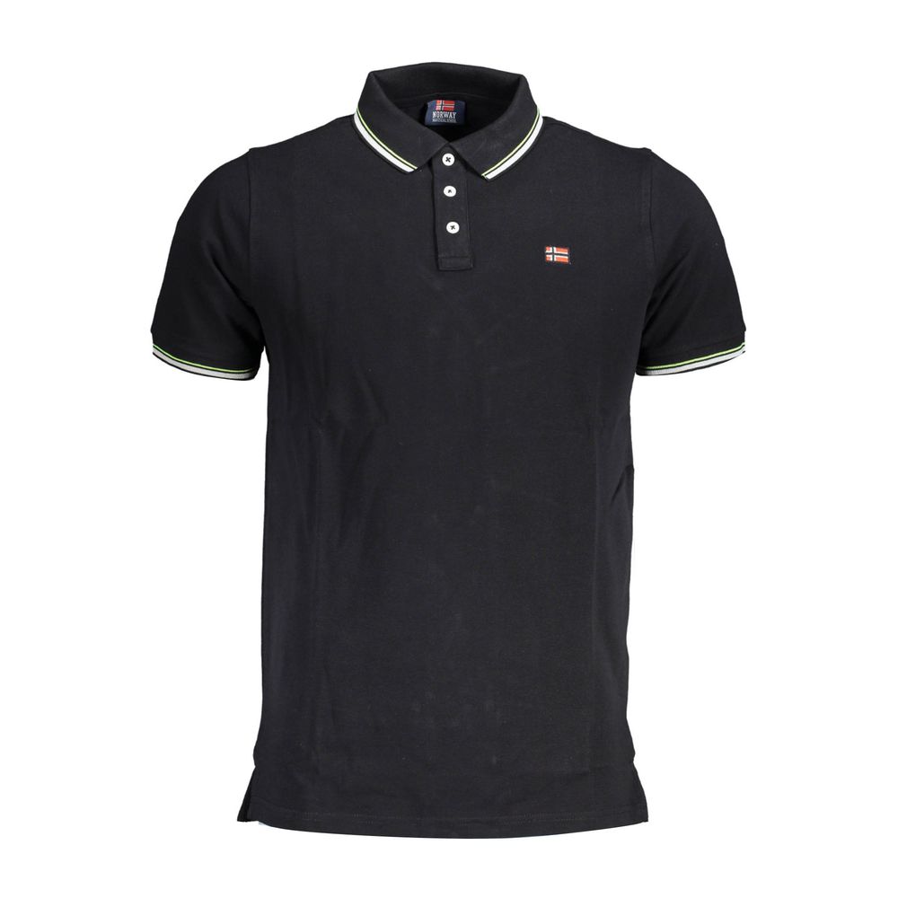 Norway 1963 Black Cotton Men Polo Shirt with logo, short sleeves, for modern style and comfort. Ideal for standing out.