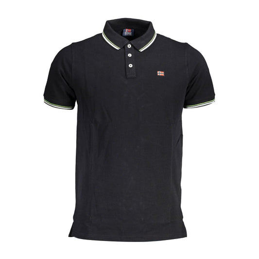 Norway 1963 Black Cotton Men Polo Shirt with logo, short sleeves, for modern style and comfort. Ideal for standing out.