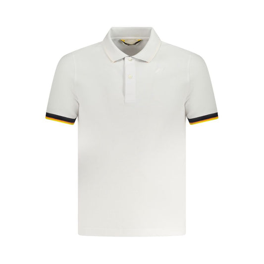 K-WAY White Cotton Polo Shirt with short sleeves, 2 buttons, contrasting details, and logo application.