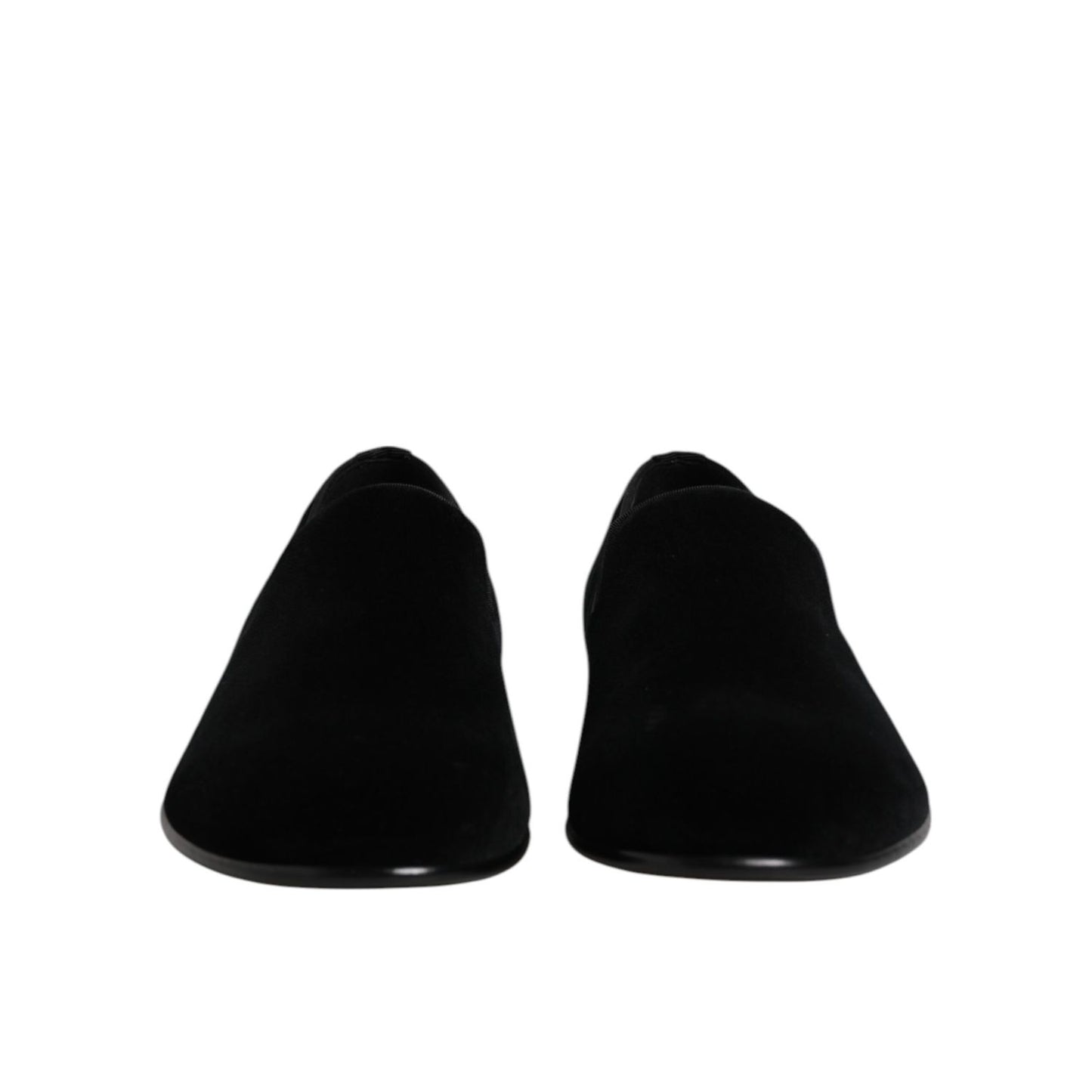 Dolce & Gabbana Black Velvet Slip On Loafers Formal Shoes