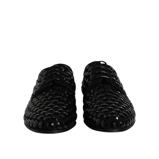 Dolce & Gabbana Black Suede Strass Derby Formal Shoes MV7360-39.5