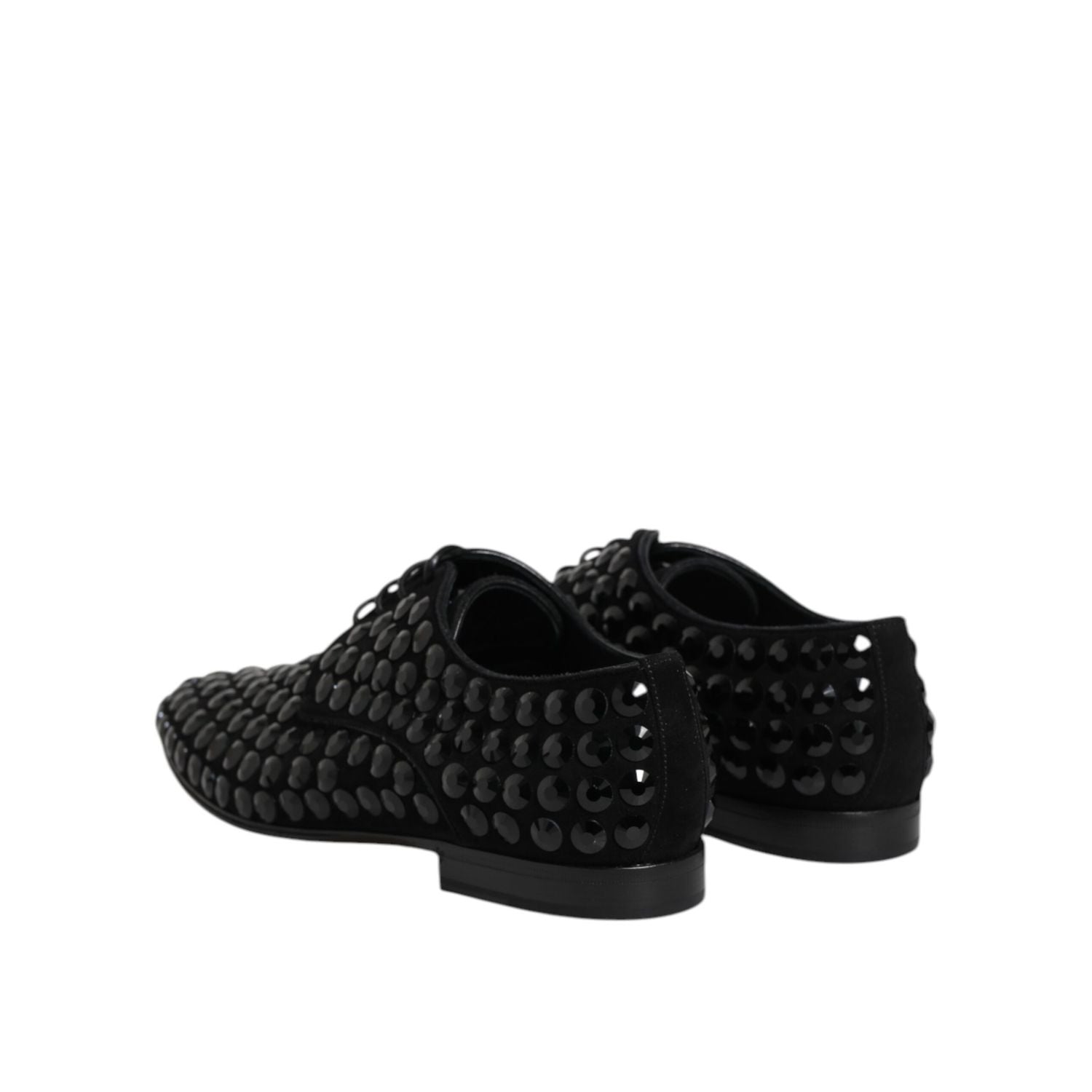 Dolce & Gabbana Black Suede Strass Derby Formal Shoes