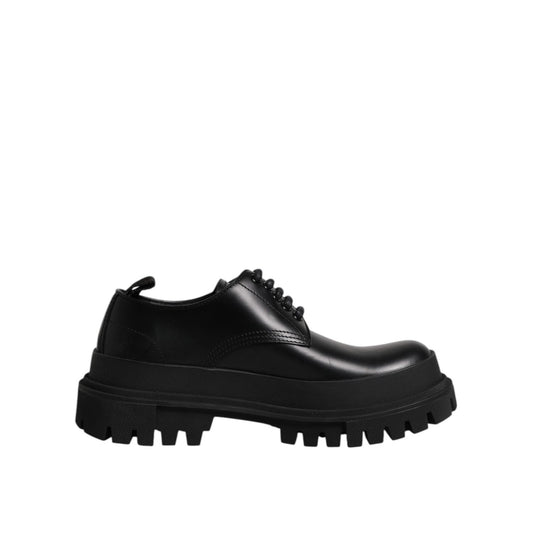 Dolce & Gabbana Black Leather Lace Up Derby Men Dress Shoes MV7296-39