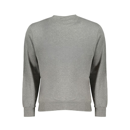 Rear view of North Sails Gray Cotton Men Sweater with long sleeves, crew neck, and brushed texture, showcasing the sleek design and comfort.