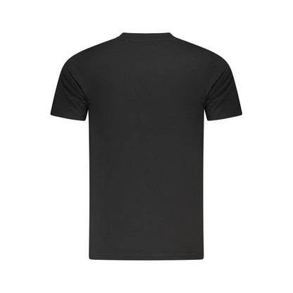 Rear view of Cavalli Class Black Cotton Men T-Shirt with short sleeves and classic crew neck design.
