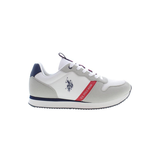 U.S. POLO ASSN. White Polyester Men Sneaker with iconic logo and bold accents for sleek style and comfort.