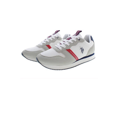 U.S. POLO ASSN. White Polyester Men Sneaker with logo, modern design, emphasizing style and comfort.