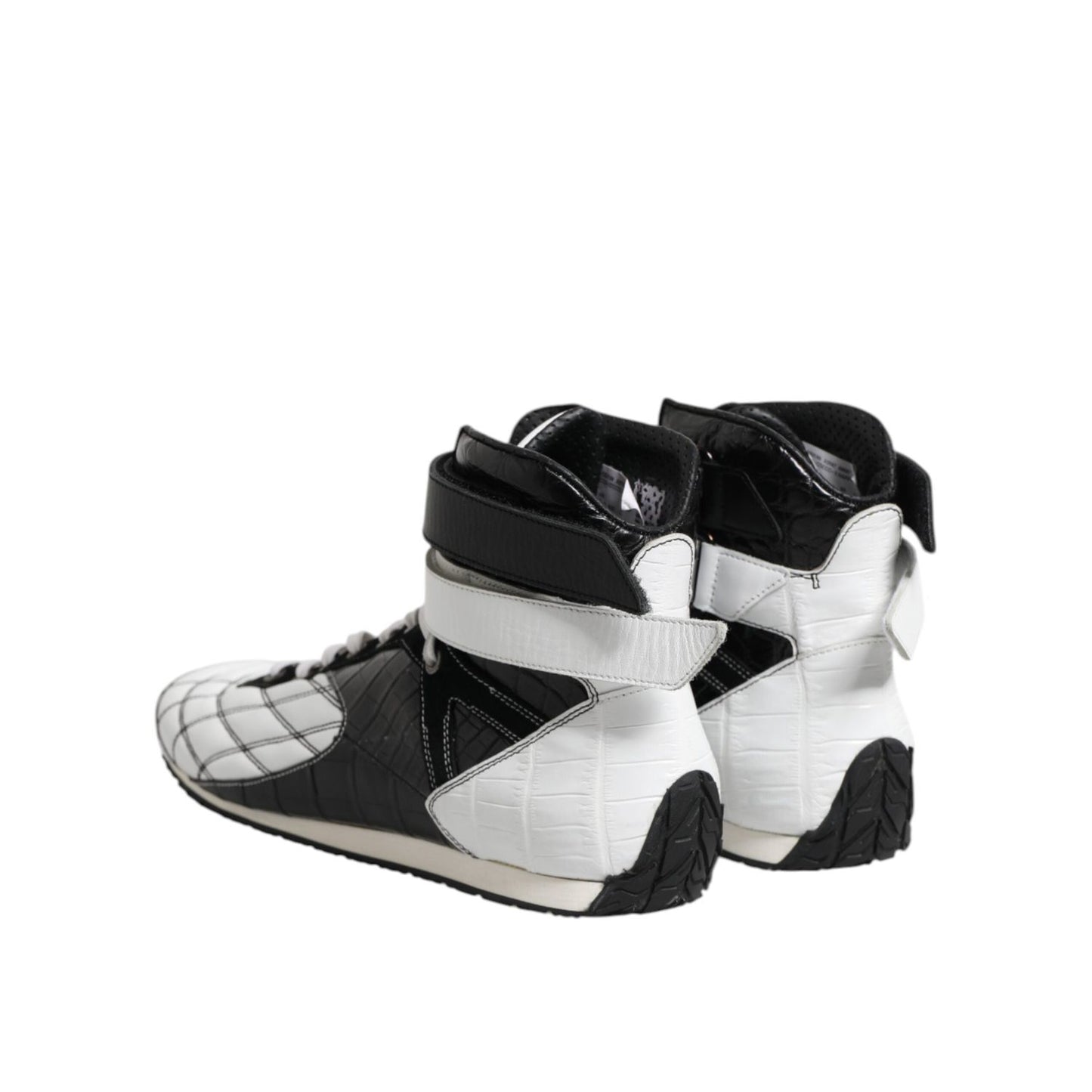 Dolce & Gabbana Black White Leather High Top Sneakers Shoes MV7326-44