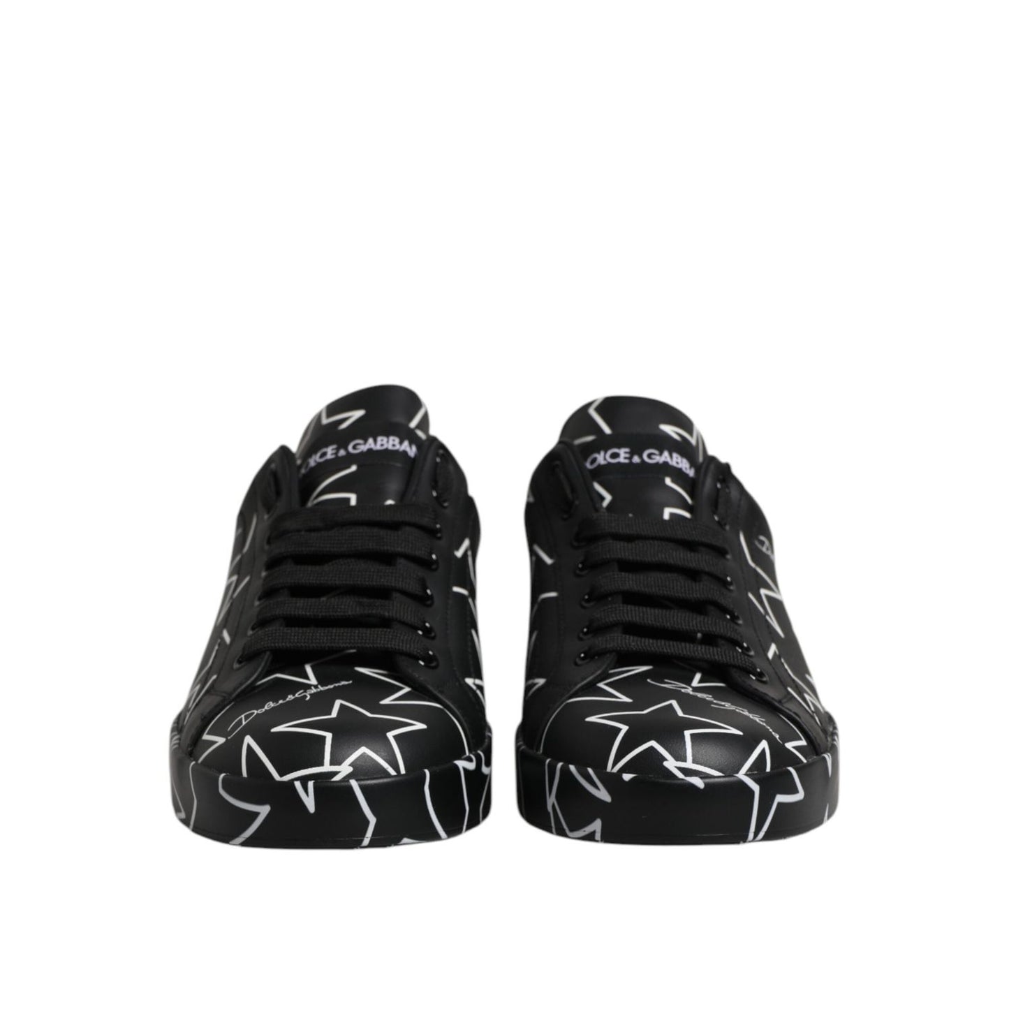 Dolce & Gabbana Black White Stars Low Top Men Sneakers Shoes MV7340-39
