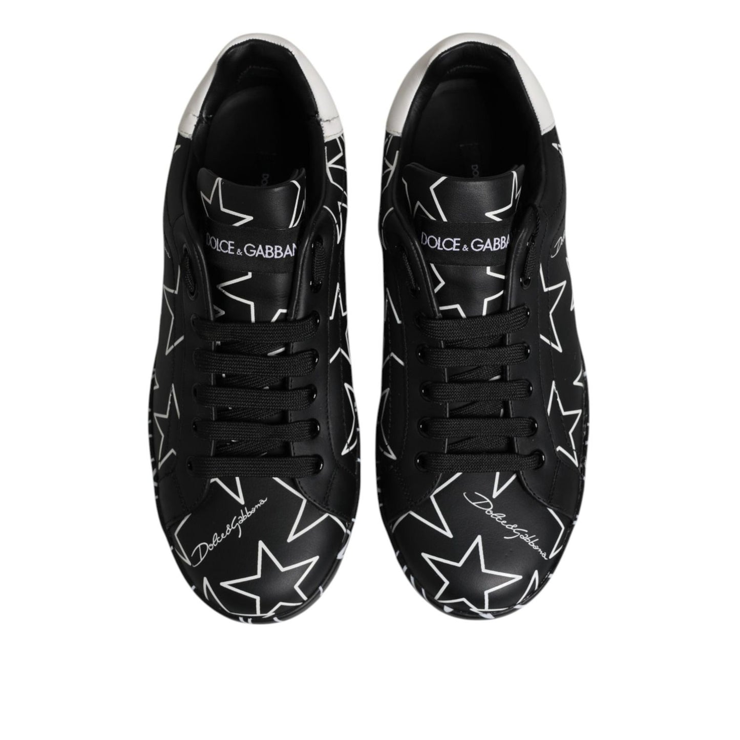 Dolce & Gabbana Black White Stars Low Top Men Sneakers Shoes MV7340-39