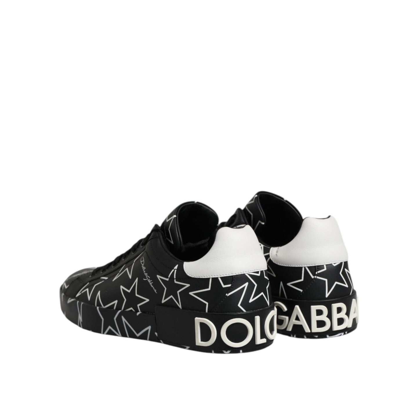 Dolce & Gabbana Black White Stars Low Top Men Sneakers Shoes MV7340-39