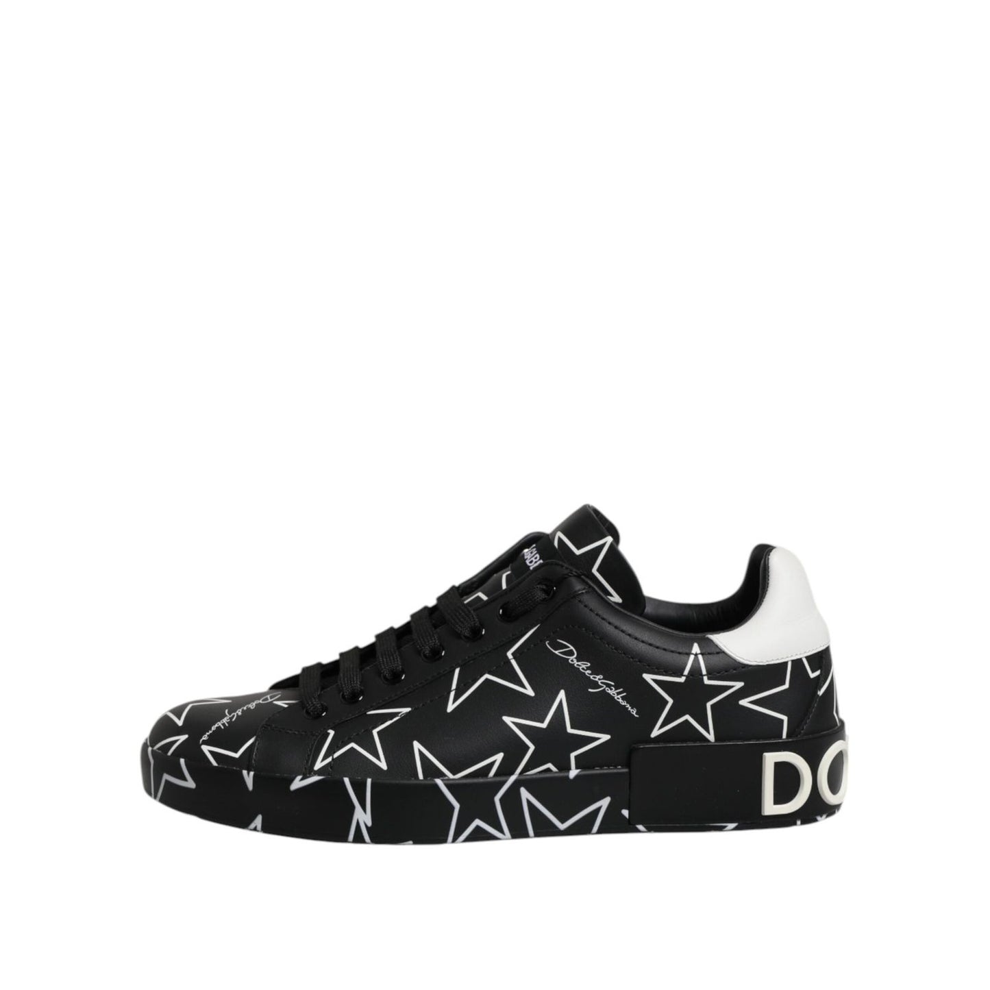 Dolce & Gabbana Black White Stars Low Top Men Sneakers Shoes MV7340-39
