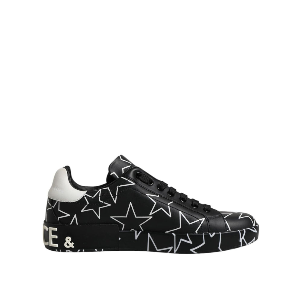 Dolce & Gabbana Black White Stars Low Top Men Sneakers Shoes MV7340-39