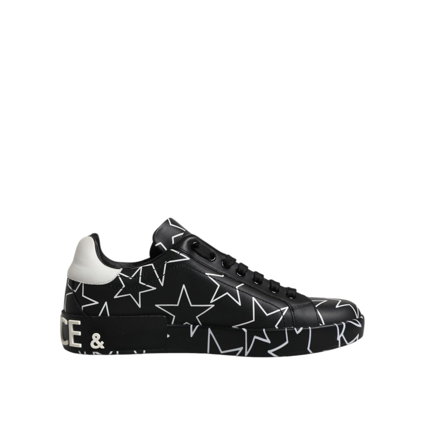 Dolce & Gabbana Black White Stars Low Top Men Sneakers Shoes MV7340-39
