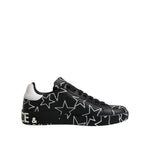 Dolce & Gabbana Black White Stars Low Top Men Sneakers Shoes MV7340-39