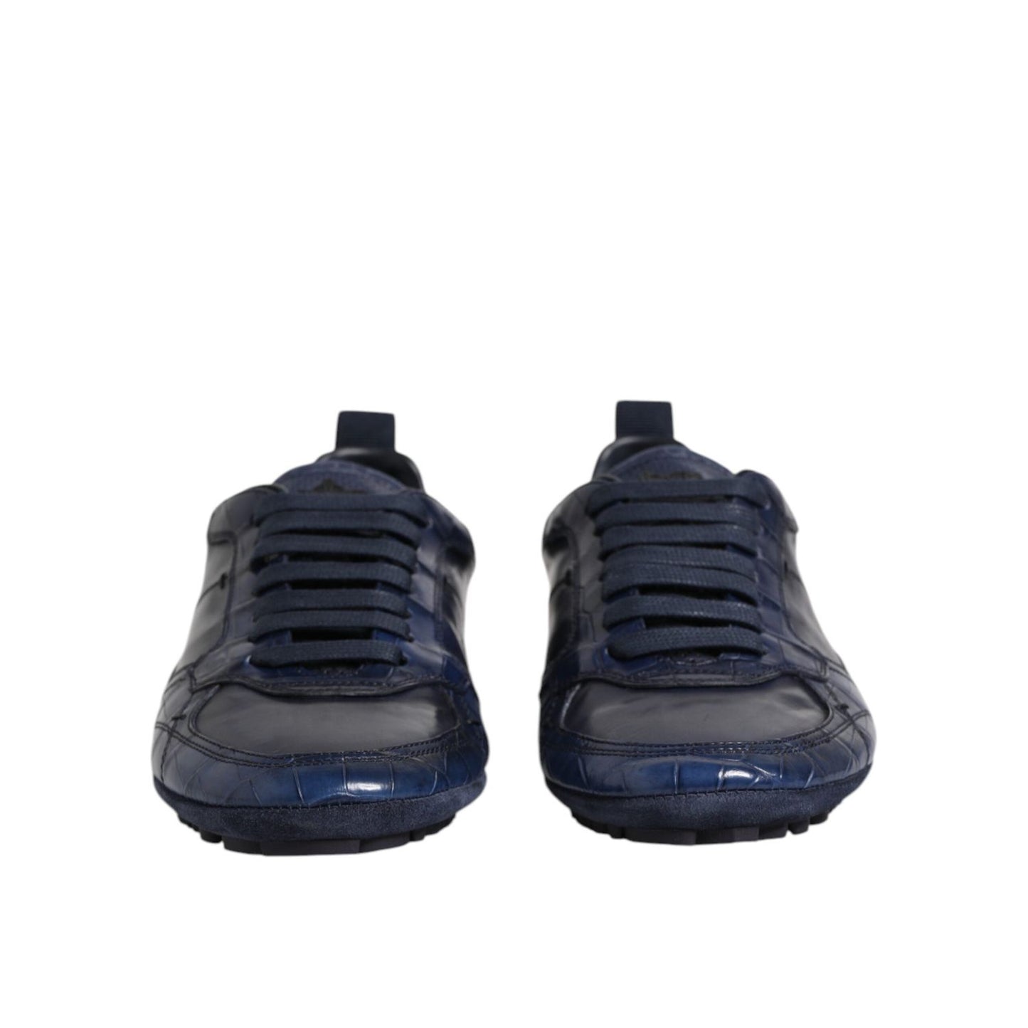 Dolce & Gabbana Dark Blue Leather Low Top Men Sneakers Shoes MV7352-40