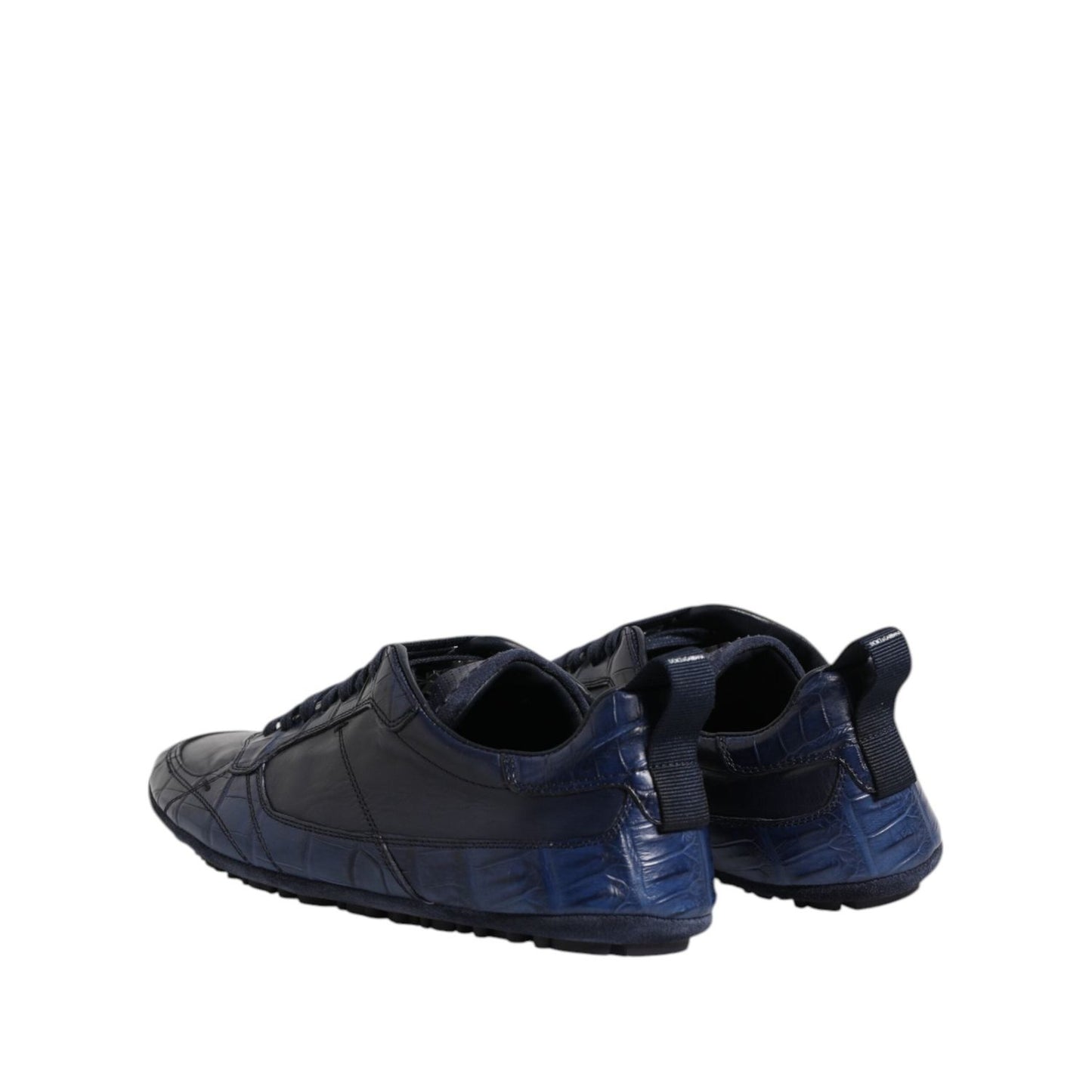 Dolce & Gabbana Dark Blue Leather Low Top Men Sneakers Shoes MV7352-40