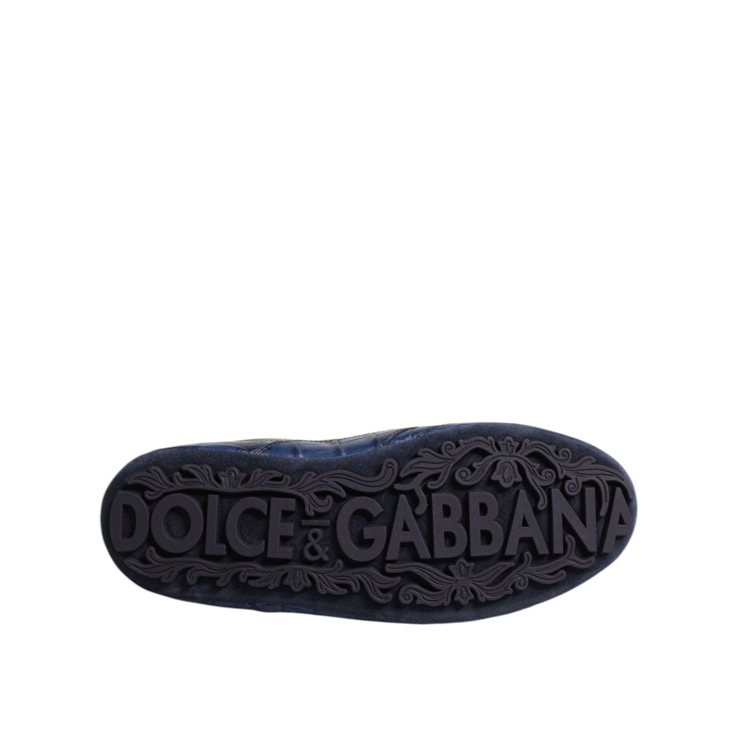 Dolce & Gabbana Dark Blue Leather Low Top Men Sneakers Shoes