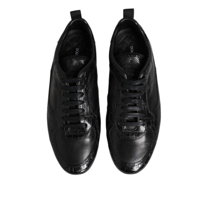 Dolce & Gabbana Black Exotic Leather Low Top Sneakers Shoes