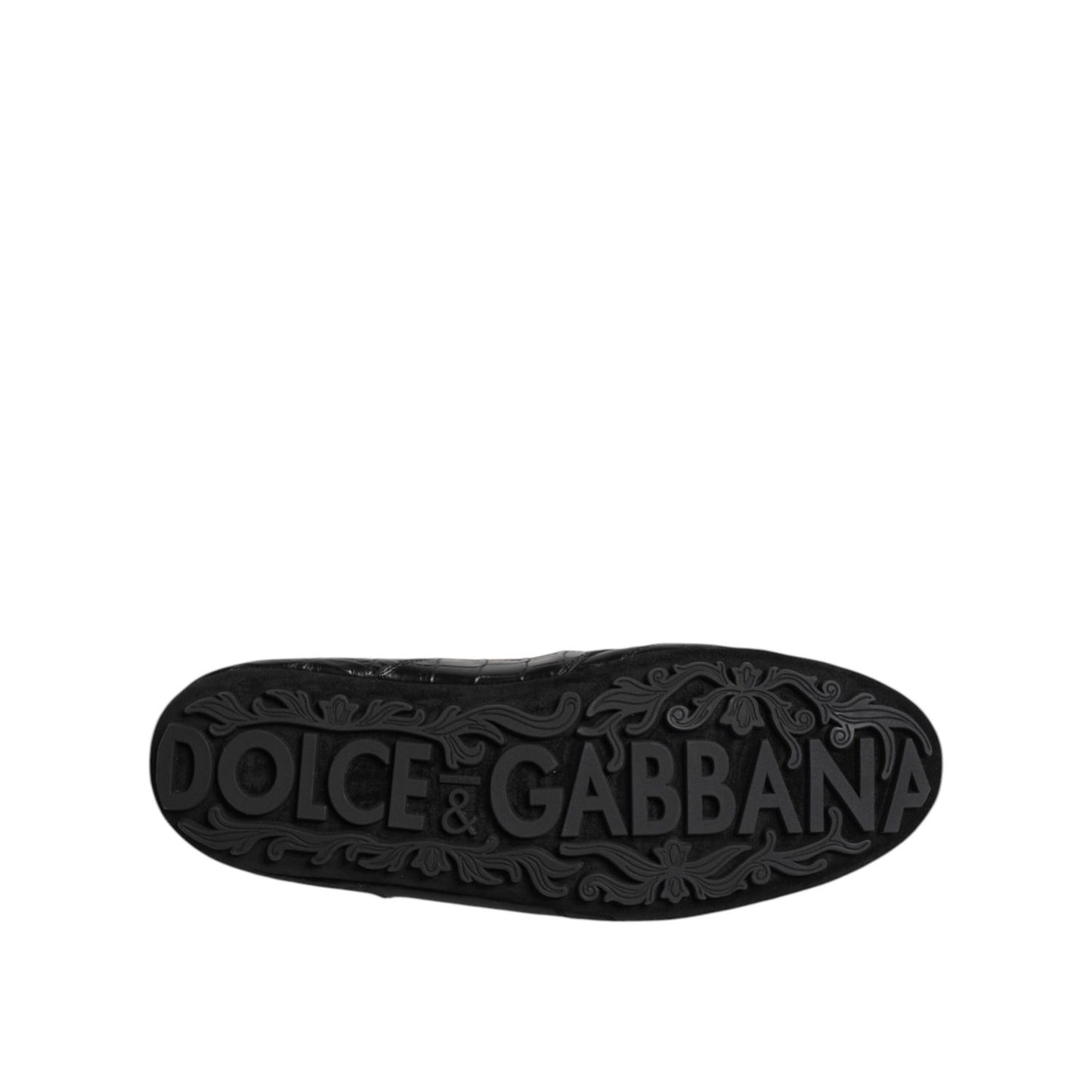 Dolce & Gabbana Black Exotic Leather Low Top Sneakers Shoes