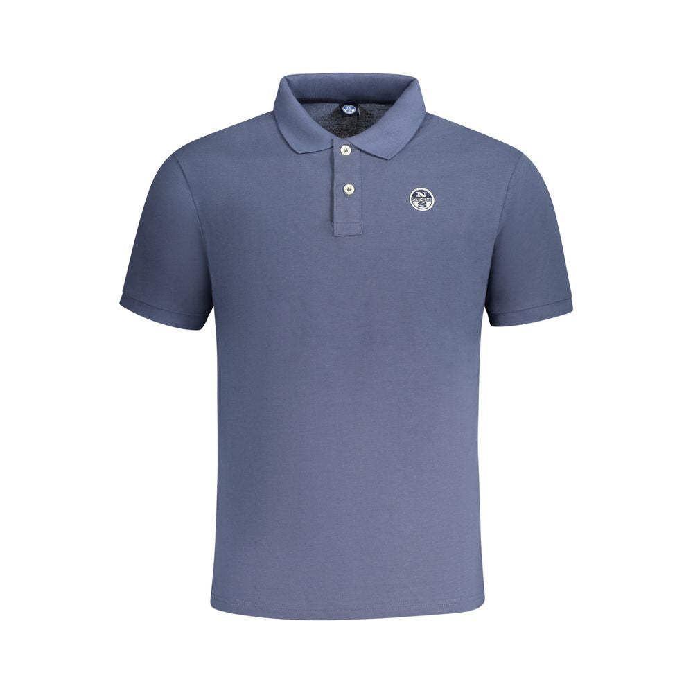 North Sails Blue Cotton Men Polo Shirt with logo and two-button placket