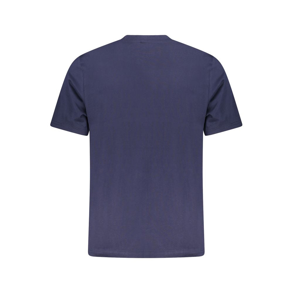 Back view of North Sails Blue Cotton Men T-Shirt showcasing short sleeves and crew neck.