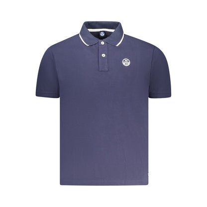 North Sails Blue Cotton Men Polo Shirt with short sleeves and contrasting details