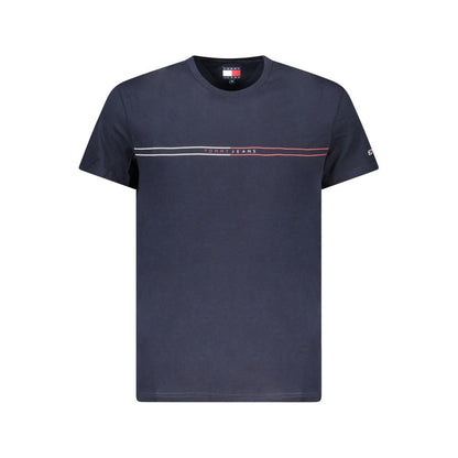 Tommy Hilfiger Blue Cotton Men T-Shirt with logo, crew neck, and short sleeves in sustainable fabric