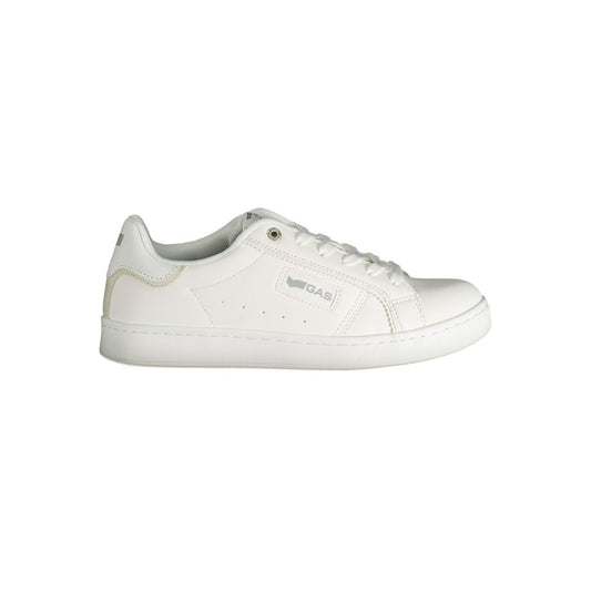 Gas White Polyester Women Sneaker with logo, edgy textures, and contrasting details for a stylish streetwear look.
