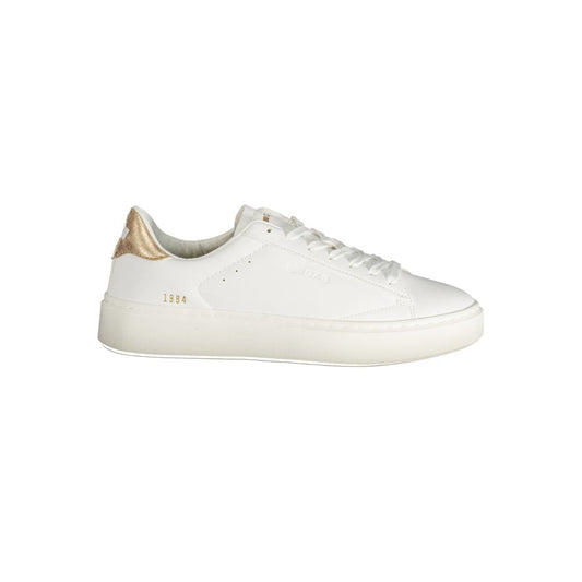 Gas White Polyester Women Sneaker with bronze accents and sleek design, featuring the Gas logo, ideal for fashion-forward women.