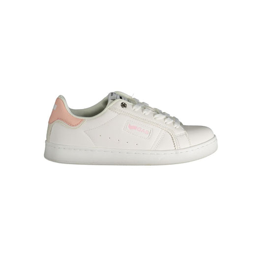 Gas White Polyester Women Sneaker with pink accents and stylish design for trendsetters.