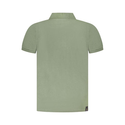 Back view of Accademia Militare Green Cotton Polo Shirt with short sleeves and 3 buttons.