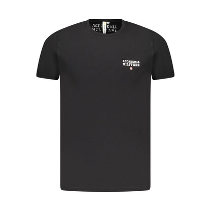 Accademia Militare Black Cotton T-Shirt, short sleeve, crew neck, logo print