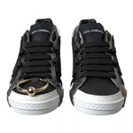 Dolce & Gabbana Black Leather Low Top Sneakers Portofino Shoes MV5361-44