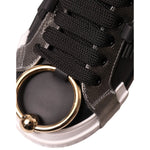 Dolce & Gabbana Black Leather Low Top Sneakers Portofino Shoes MV5361-44