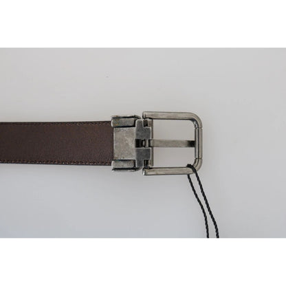 Dolce & Gabbana Blue Perforated Leather Gray Buckle Belt
