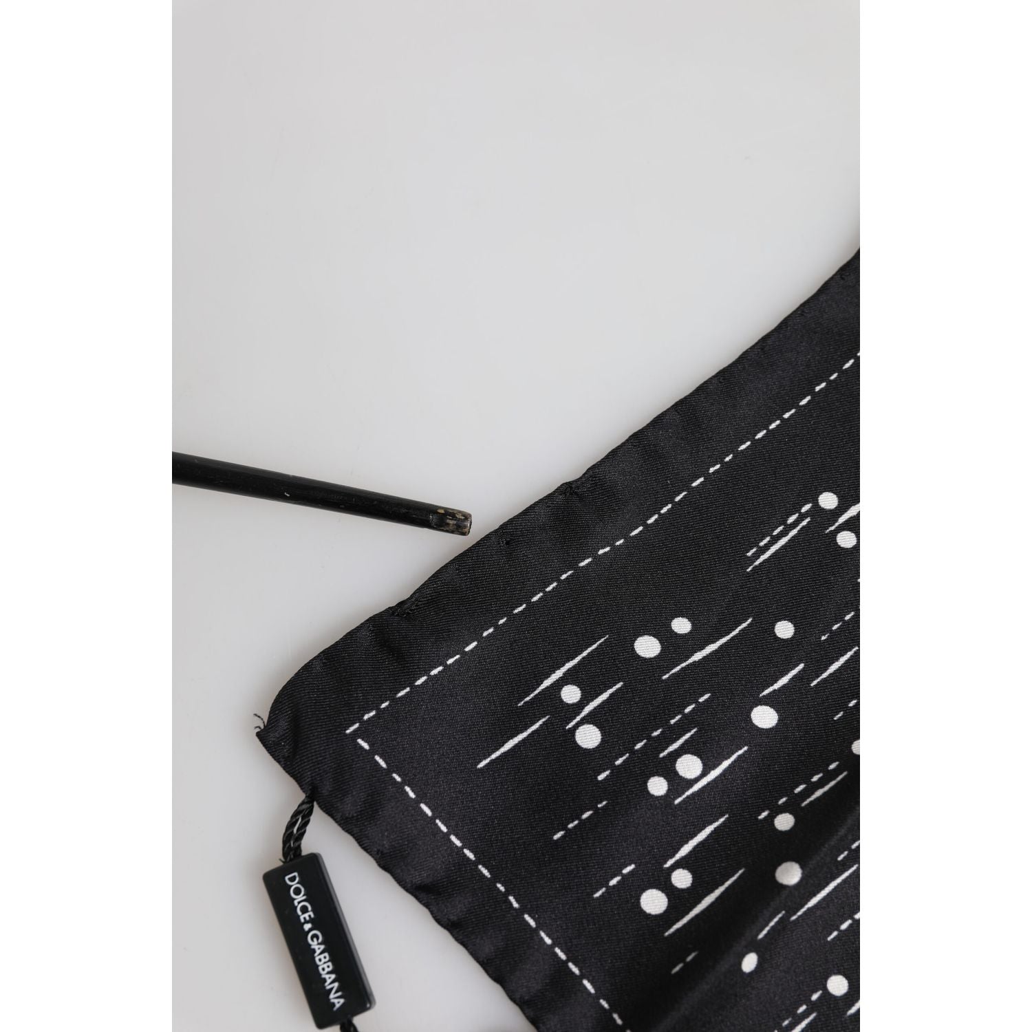 Dolce & Gabbana Black White Printed Square Men Foulard Scarf