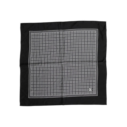 Dolce & Gabbana Black White Patterned Square Foulard Scarf